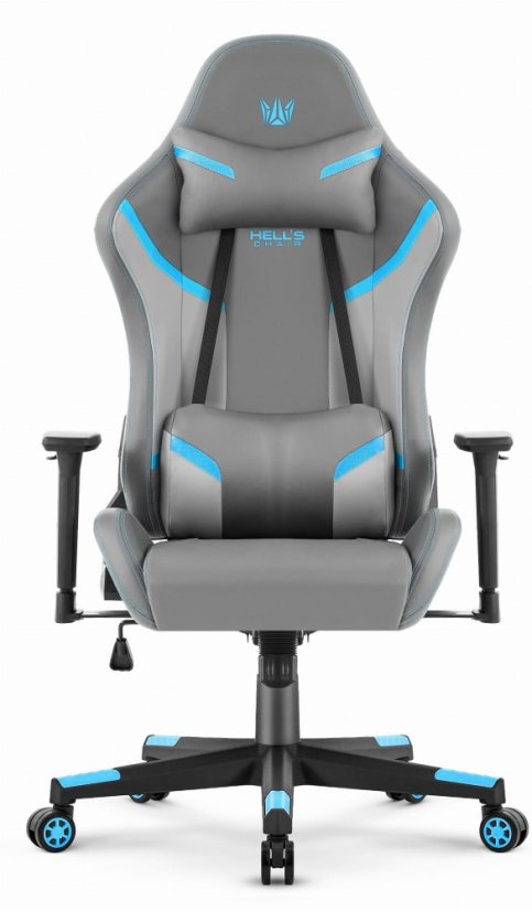 Ergonomická herní židle HC-2002 s nosností 150 kg – šedá s modrými detaily
