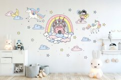 Detské nálepky na stenu s rozprávkovým motívom Princess
