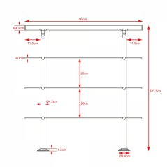 Rukohvat za stepenice od nehrđajućeg čelika s 3 prečke