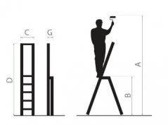 Aluminium-Leiter mit 5 Stufen und 150 kg Belastbarkeit, gelb