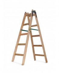 Lesena dvodelna lestev 2 x 5 z nosilnostjo 150 kg
