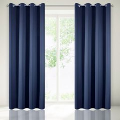 Dekoračný tieniaci záves na kruhy tmavo modrej farby