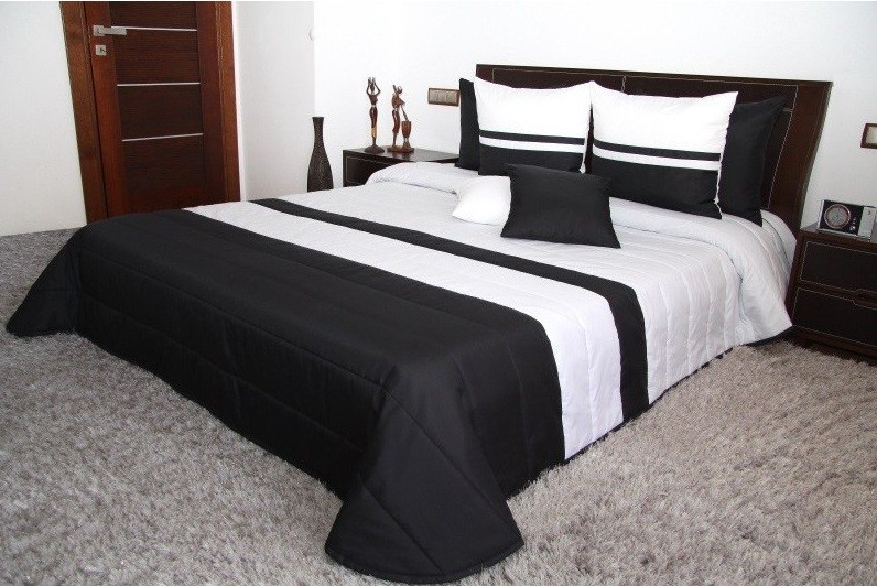 Cuvertură pentru pat dublu culoarea alb-negru