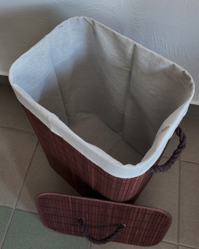 Velika košara za rublje od bambusa s poklopcem 72L
