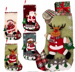 Dekorativní sada 4 vánočních ponožek