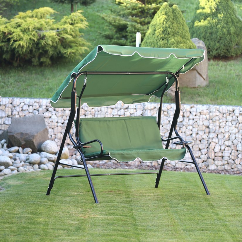 Gartenschaukel aus Stahl in dunkelgrüner Farbe