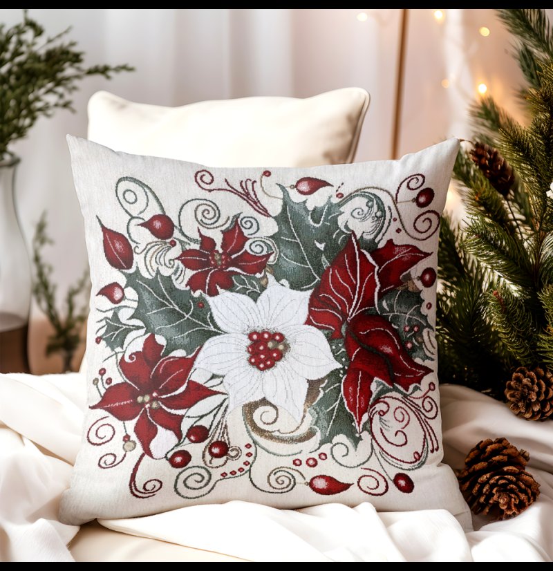 Gobelínový povlak na polštář Vánoční růže