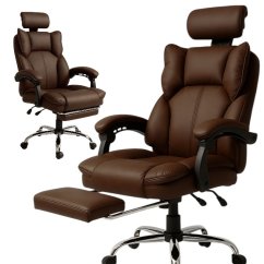 Ergonomikus DIRECTO irodai szék lábtartóval - barna műbőr