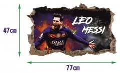 3D stylová nálepka na zeď s motivem Lionel Messi 47x77 cm