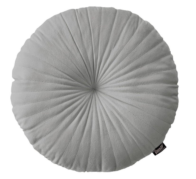 Světle šedý kulatý sametový dekorativní polštář 45 cm