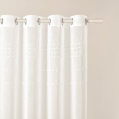 Tenda moderna color crema  Marisa  con occhielli argentati 140 x 280 cm