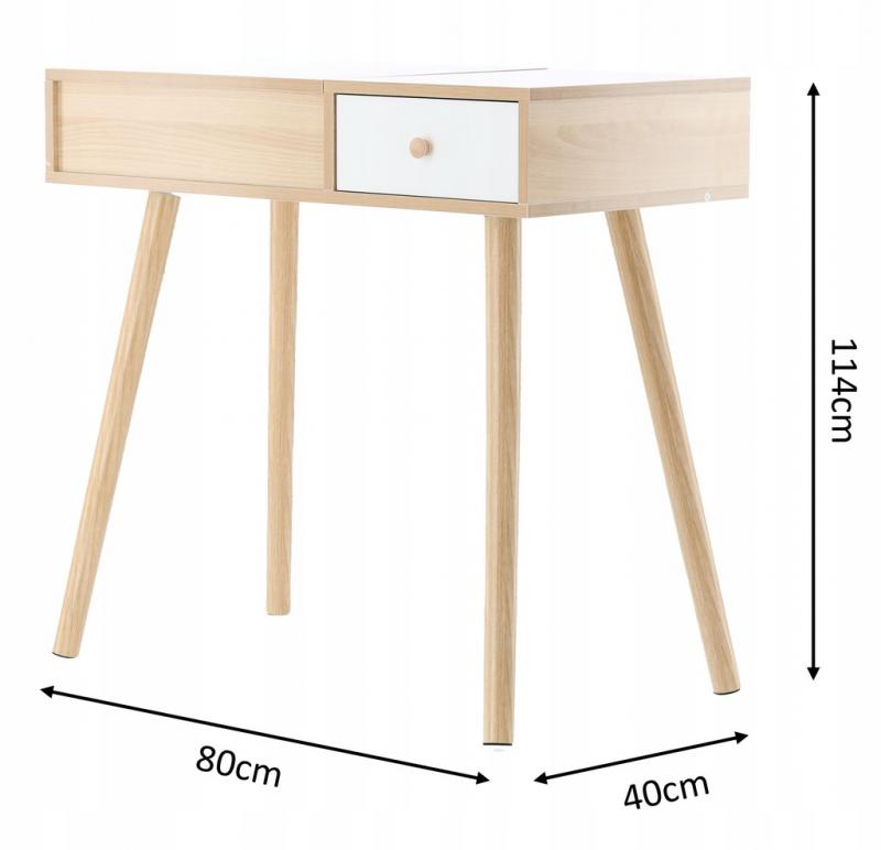 Retro drevený toaletný stolík s taburetkou