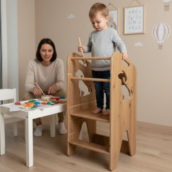 Dětský kuchyňský pomocník - bezpečná vzdělávací věž s nastavitelnou výškou