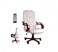 Stolica za masažu bijela s drvenim naslonima za ruke BSL002M