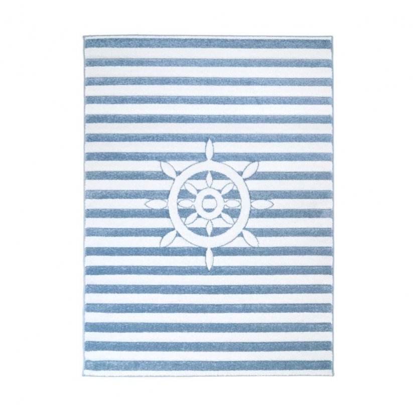 Detský námornícky koberec bielo modrej farby