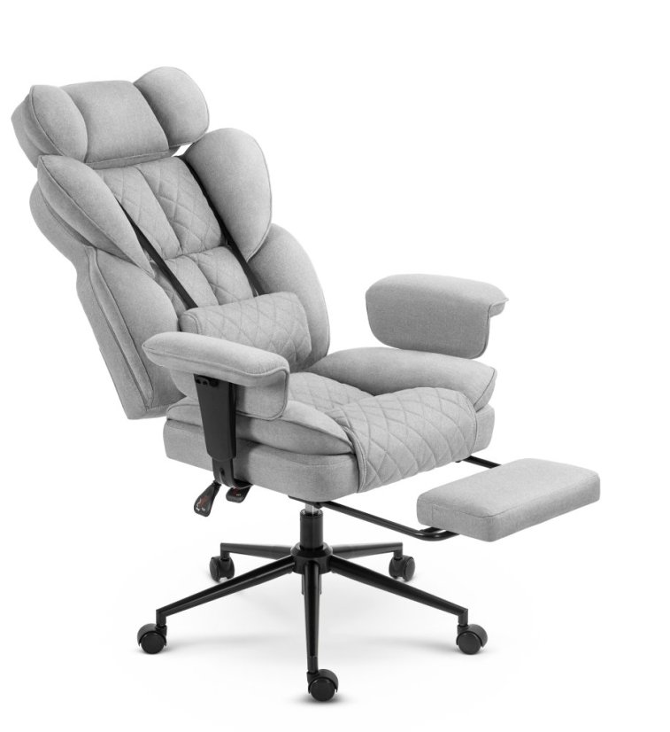 HC-1037 ergonomikus irodai fotel lábtartóval – szürke szövet