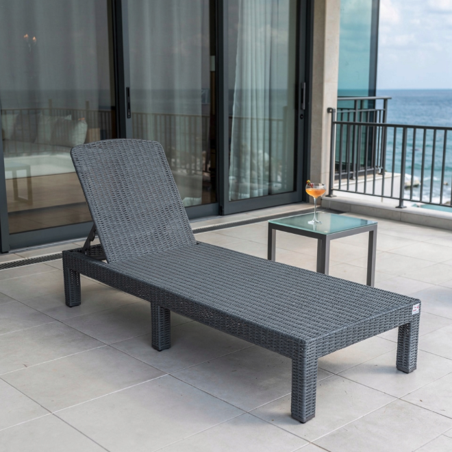 Lettino pieghevole per piscina e terrazza PREMIUM - grigio