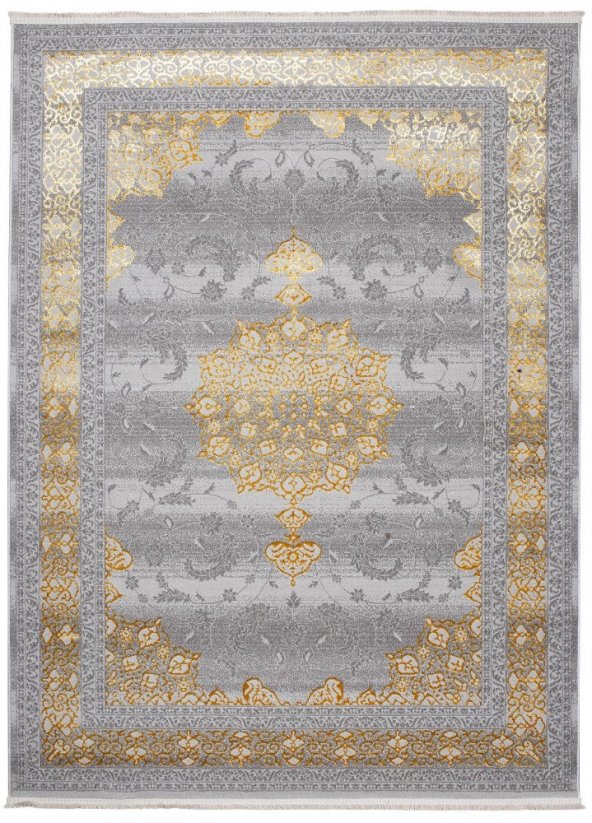 Exkluzív szürke szőnyeg arany keleti mintával - Méret: Szélesség: 200 cm | Hossz: 300 cm
