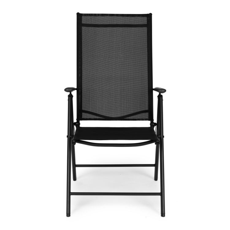 Set aus 2 klappbaren Gartenstühlen mit verstellbarer Rückenlehne - schwarz