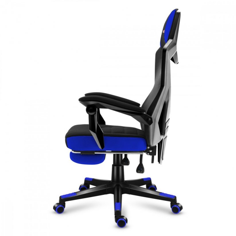 Ergonomski gaming modri fotelj z naslonom za noge COMBAT 3.0