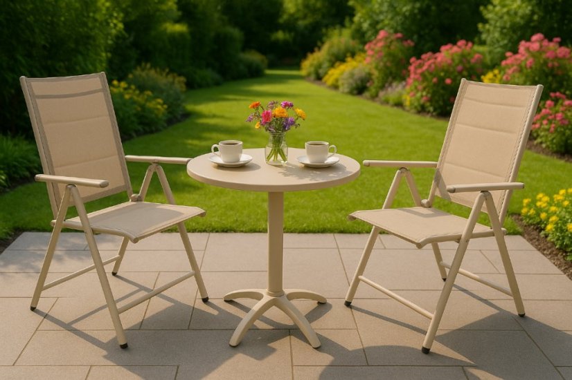 Sedie da giardino pieghevoli beige - set di 2