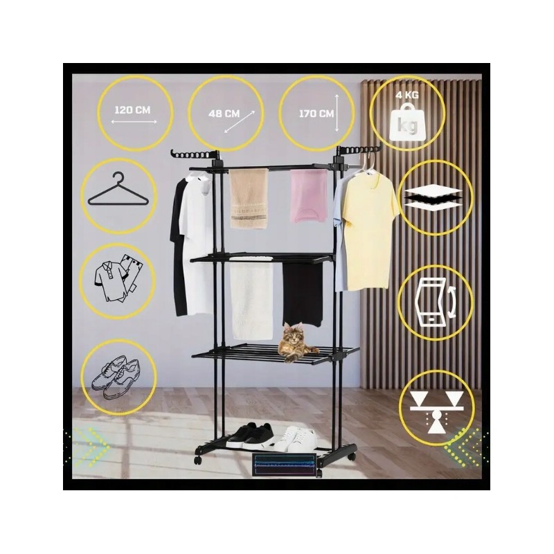 Wäschetrockner mit mehreren Etagen - schwarz