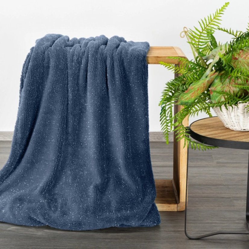 Coperta di lusso in flanella con elegante filo d'argento blu