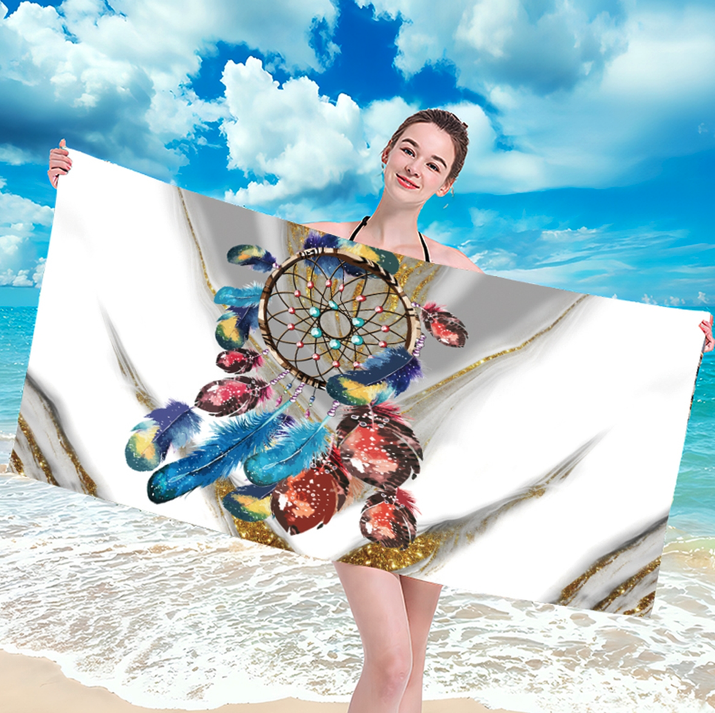 Bílá plážová osuška s lapačem snů