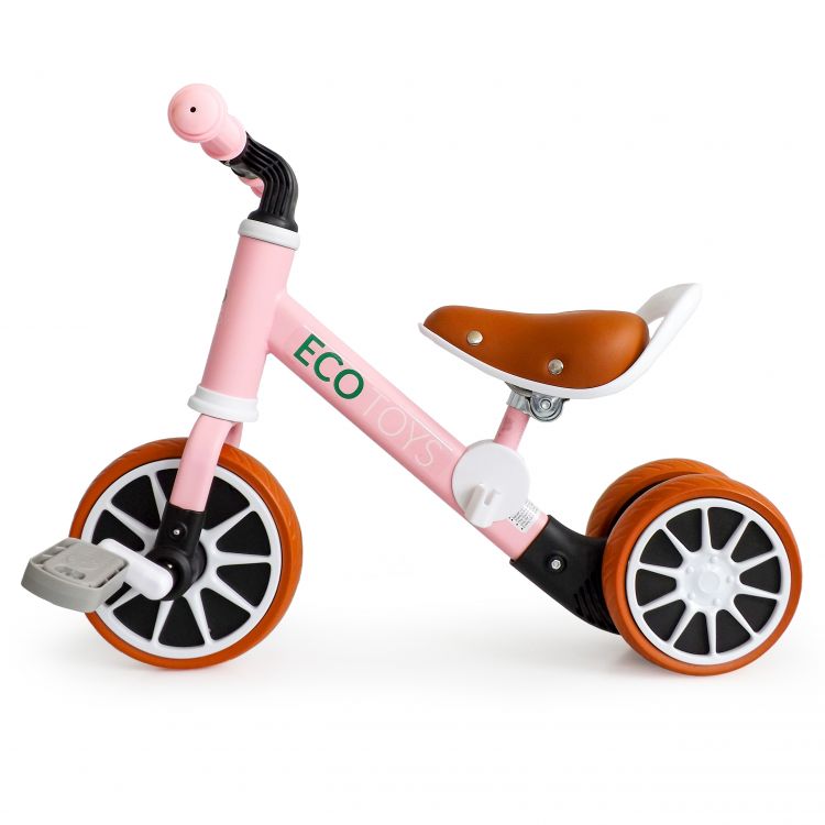 Otroški tricikel za ravnotežje v roza barvi ECOTOYS