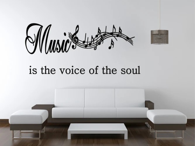 Adesivo murale con l'iscrizione MUSIC IS THE VOICE OF THE SOUL (La musica è la voce dell'anima)