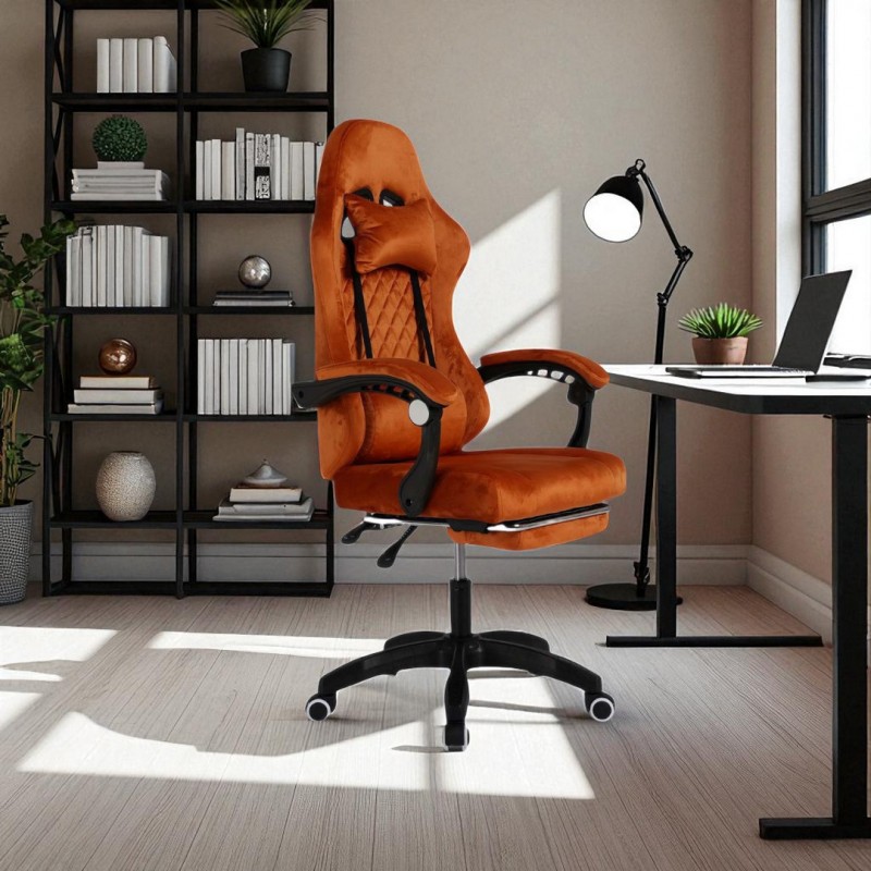 Bürostuhl mit Massage - brauner Samt