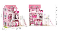 Дървена къща за кукли XXL с асансьор и пързалка ECOTOYS