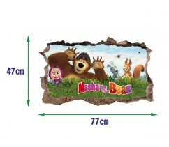 Autocolant de perete de basm Masha și Ursul 47x77cm
