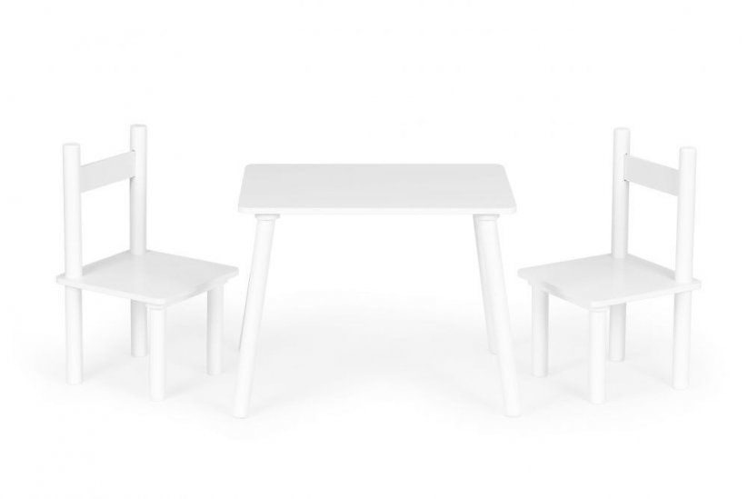 Fehér gyermekasztal székekkel