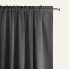 Тъмно сива велурена завеса CHARMY за панделка 140 x 260 cm