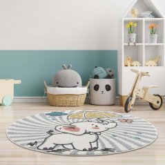 Roztomilý detský koberec s motívom sloník šťastia krémovej farby