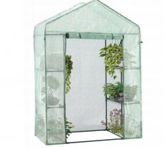 Zahradní skleník s folií a policemi 73 x 140 m x 200 cm