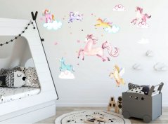 Adesivo da parete decorativo con unicorni da favola 60 x 120 cm