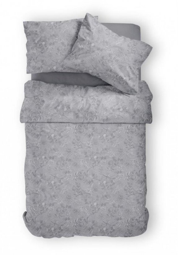 Sivé posteľné obliečky z bavlny so zapínaním na zips