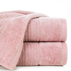 GLORY Baumwollhandtuch in Rosa mit Veloursrand und glänzendem Garn
