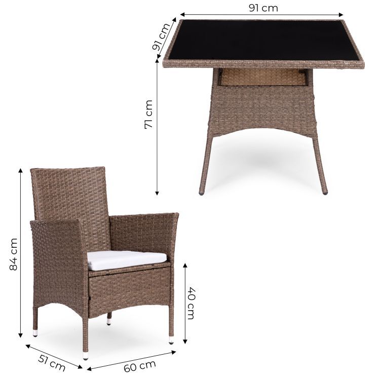 Záhradný set nábytku MULTIGARDEN – 4 kreslá a stôl, svetlohnedý