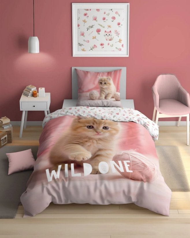 Svetleče bombažno posteljno perilo - Cute Kitty