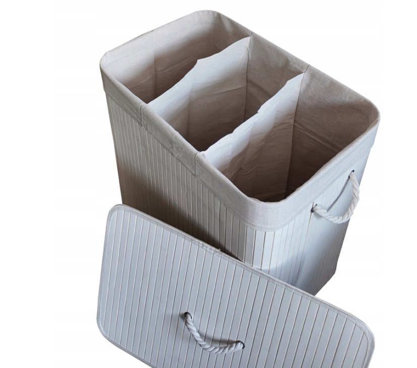 Bambusový kôš na bielizeň – 3 komory, 150 l