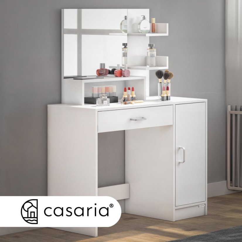 Toaletný stolík Jocelyn s LED osvetlením a stoličkou 140 × 90 × 40 cm