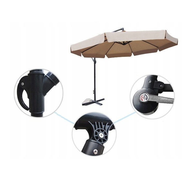 Veľký záhradný slnečník so stojanom CAPPUCINO