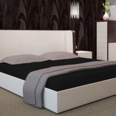 Schwarzes Bettlaken mit Gummiband - Baumwollsatin