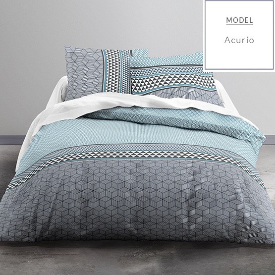 Tyrkysové bavlnené posteľné obliečky so severským motívom 