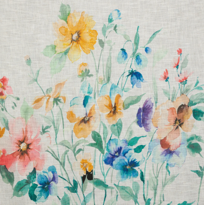 Lanena zavesa s cvetličnim motivom 140 x 260 cm