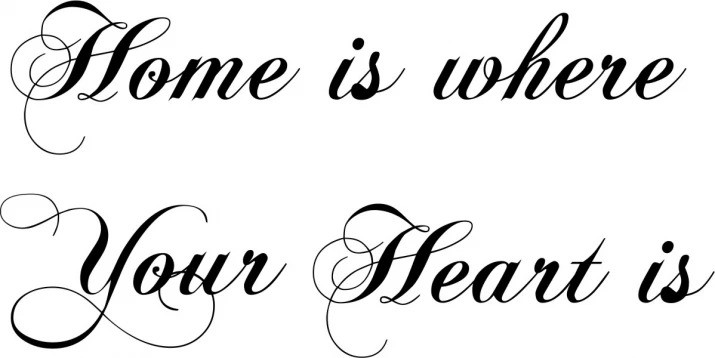 Nálepka na zeď nápis HOME IS WHERE YOUR HEART IS