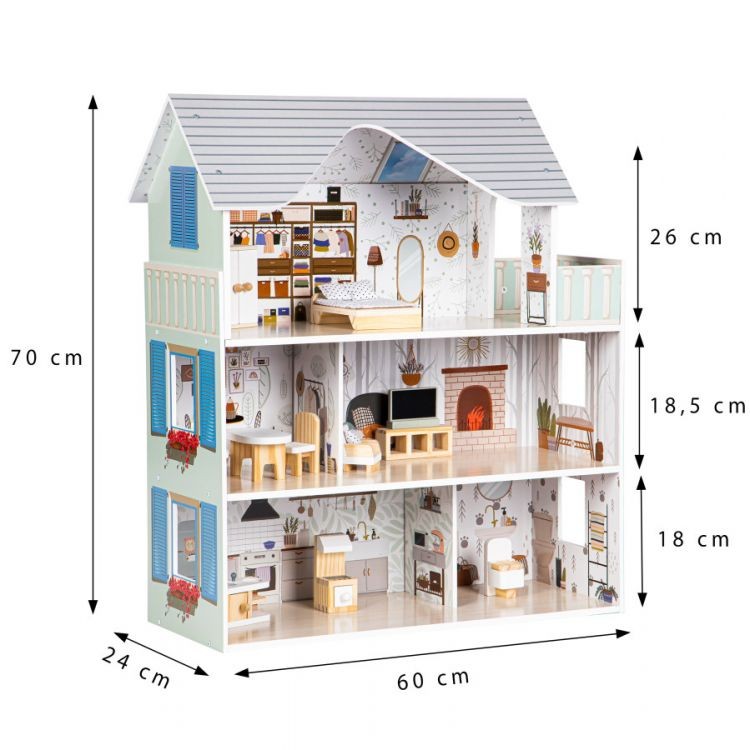 Kućica za lutke s namještajem Emma Ecotoys Residence